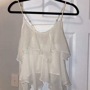 White flowy top with adjustable straps